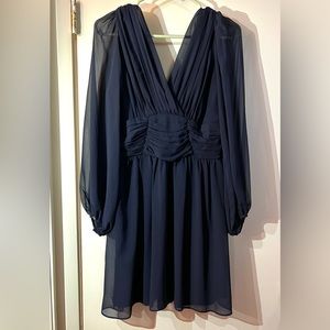 ASOS Navy Dress Sheer Sleeves